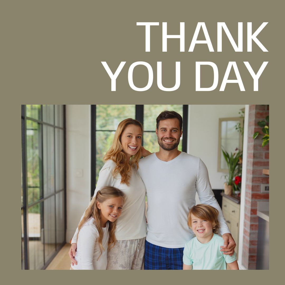 Thank You Day Celebration with Happy Family Embracing at Home - Download Free Stock Templates Pikwizard.com