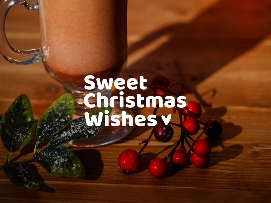 Warm Christmas Wishes Garland and Hot Cocoa Scene