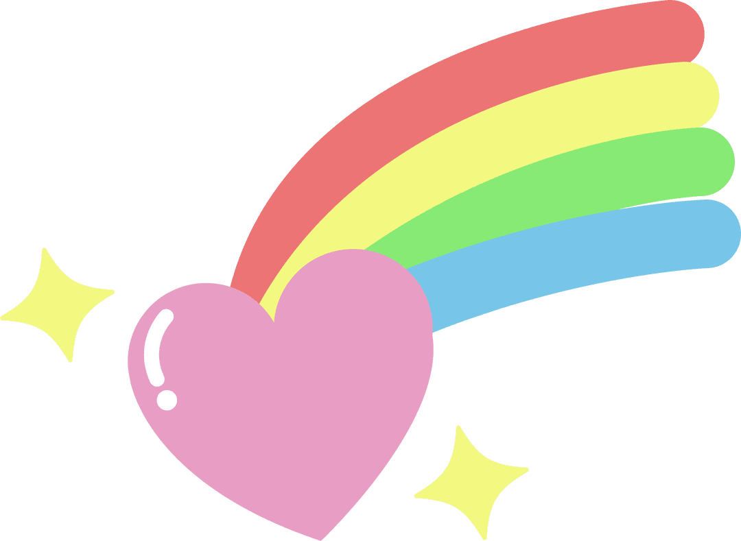 Stylized Heart with Rainbow on Transparent Background