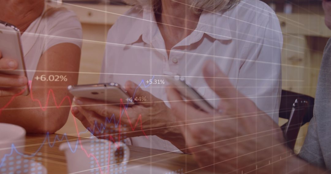 Seniors Browsing Financial Data on Smartphones