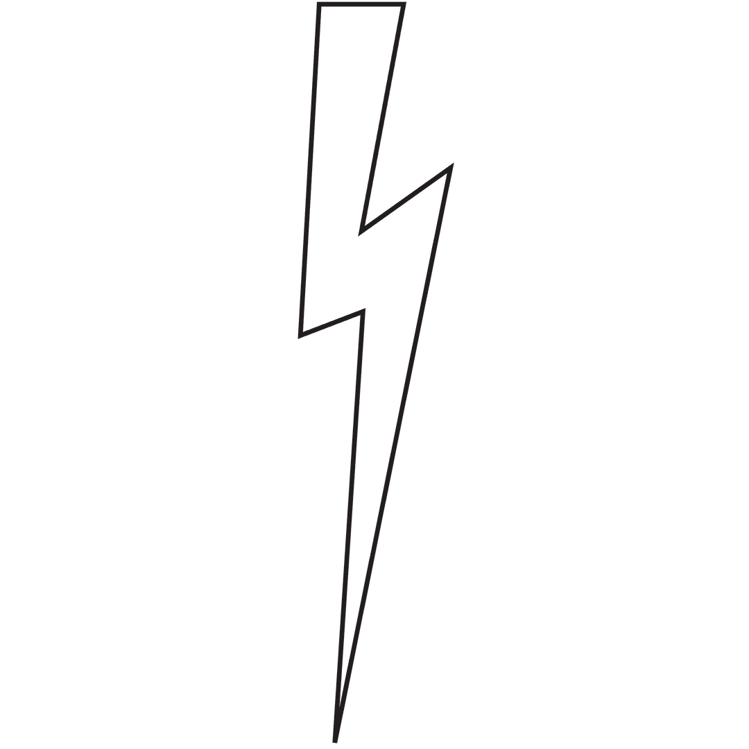 Sleek Black Lightning Bolt Illustration on Transparent Background