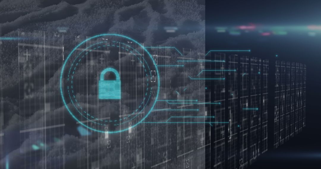 Digital Secure Network with Futuristic Lock Icon Design