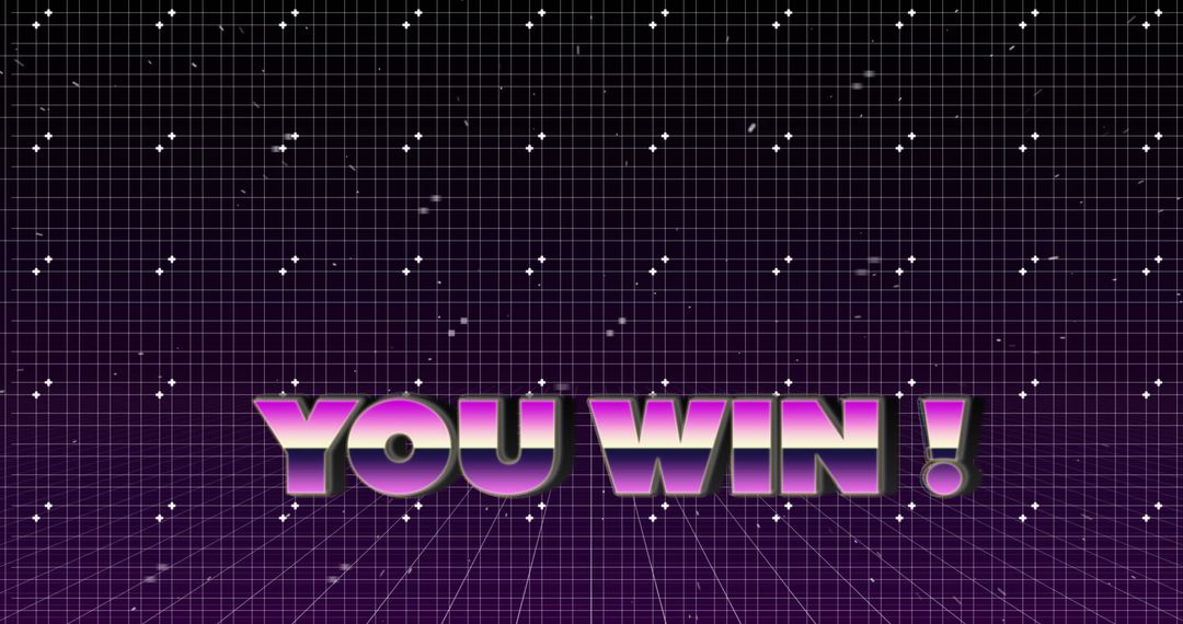 Holographic You Win Text on Futuristic Grid Background