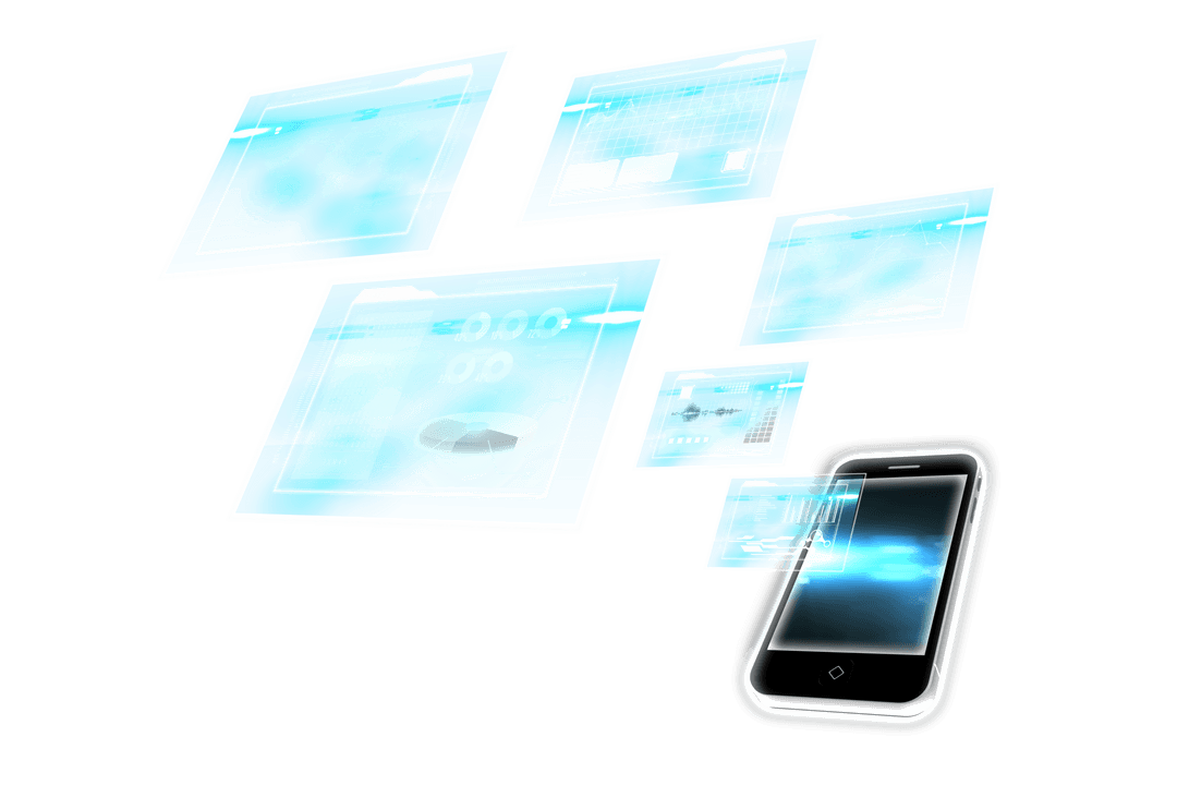 Transparent Digital Interface with Smartphone and Data Screens