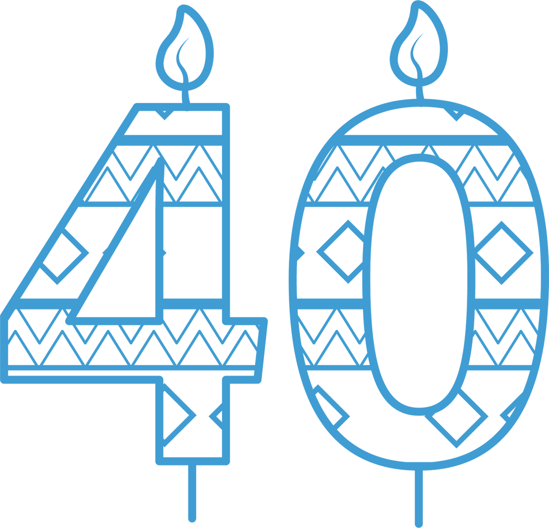 Transparent Blue Birthday Number 40 with Candles Vector