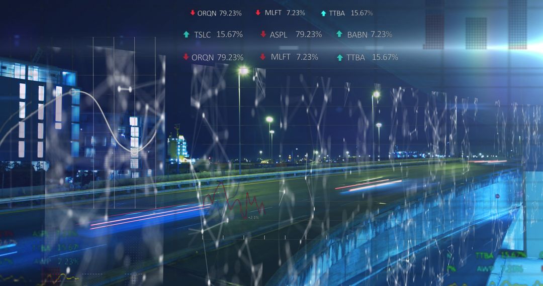 Global Digital FinTech Connections Over City Skyline