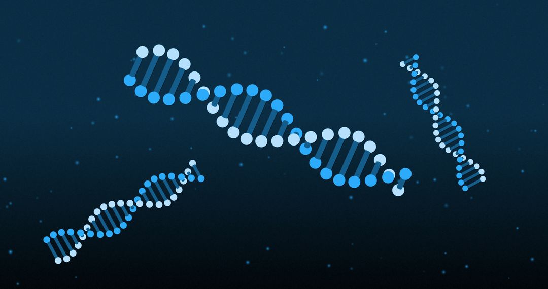Digital DNA Strands on Blue Background Highlight Genetic Science