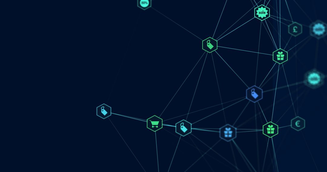 Digital Networking with Global Finance Icons Illustration