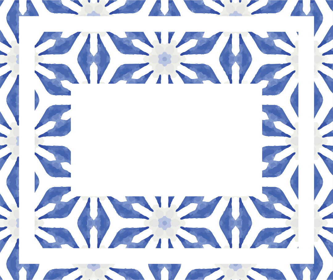 Blue and White Geometric Pattern with Transparent Background