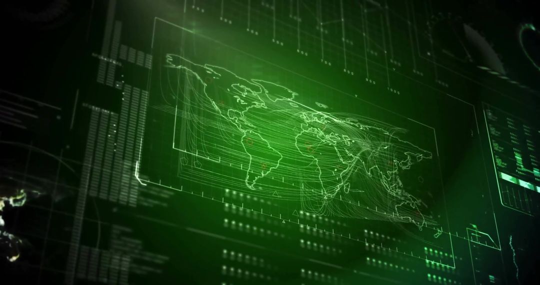 Digital World Map with Data Streams in Futuristic Interface - Free Images, Stock Photos and Pictures on Pikwizard.com
