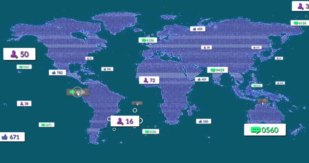 Digital Social Media Stats Over World Map
