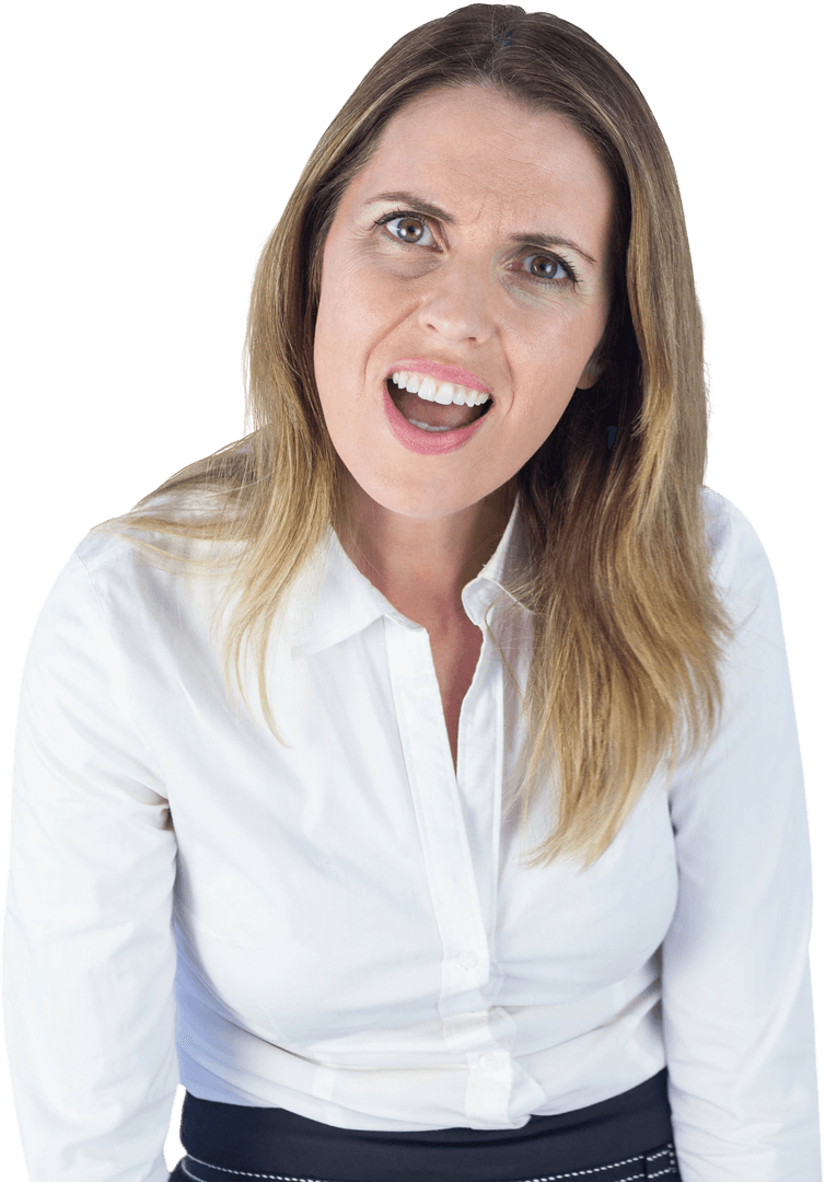 Portrait of Surprised Businesswoman on Transparent Background