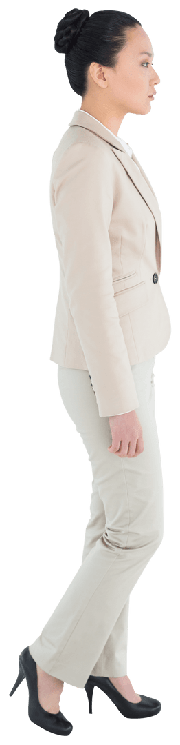 Transparent Businesswoman Walking with Confidence