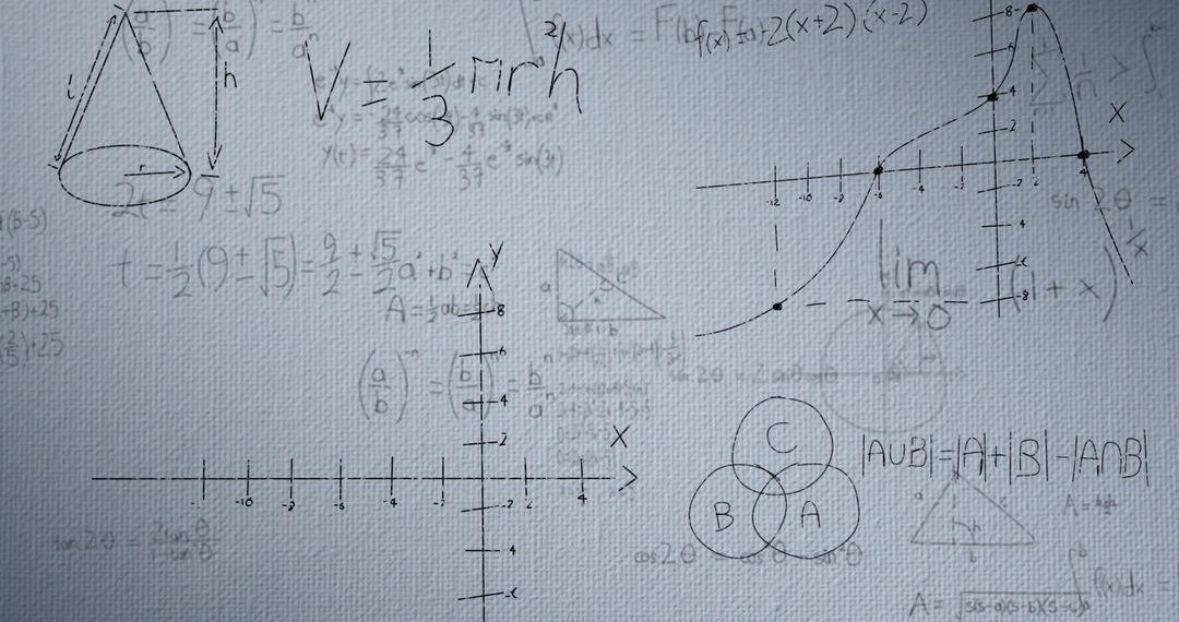 Advanced Mathematical Calculations and Graphs on Grey Background