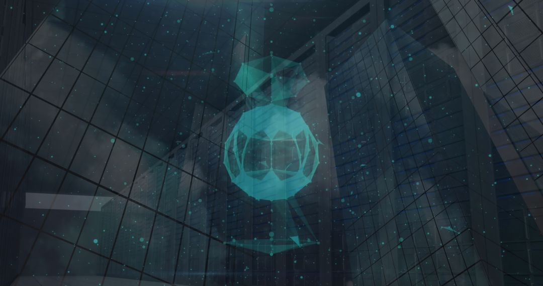 Futuristic Digital Globe Over Skyscraper Reflects Data Integration