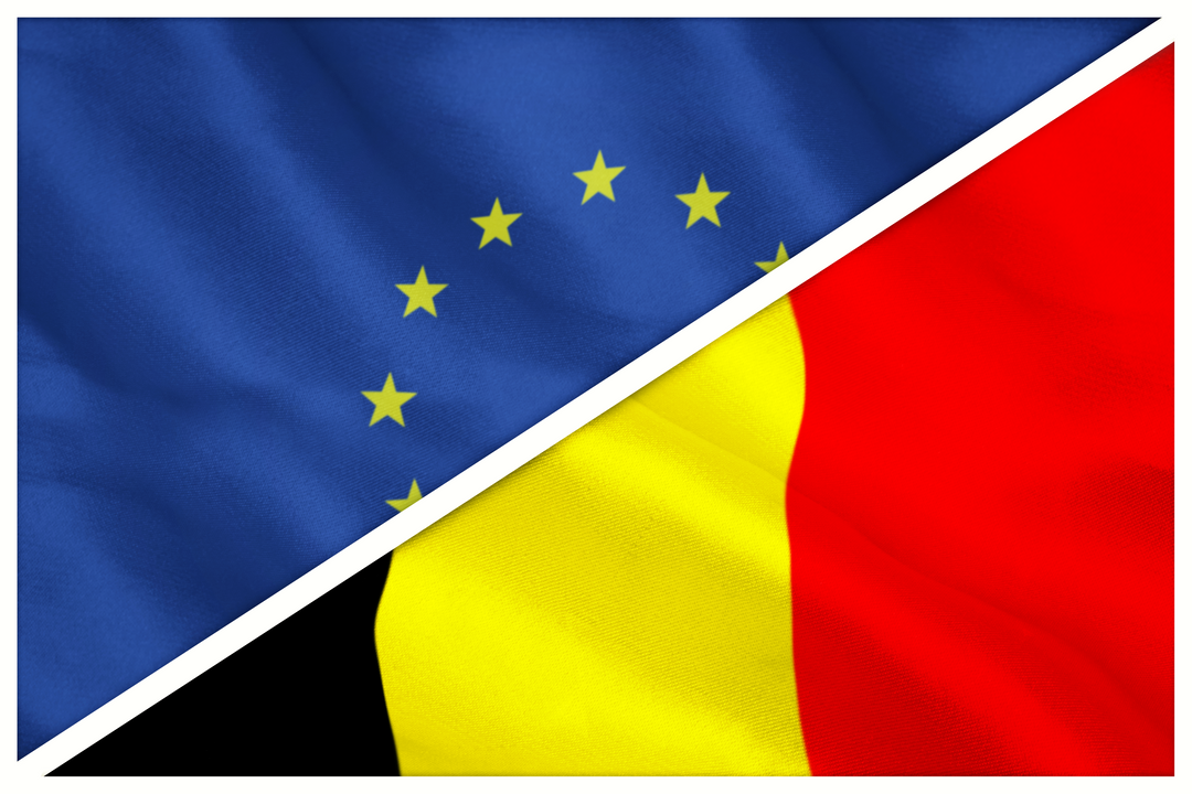 Split Image of European and Belgian Flags with Transparent Triangle - Download Free Stock Images Pikwizard.com