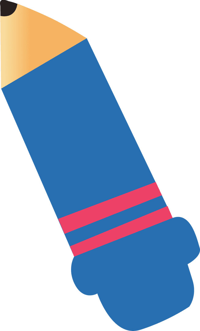 Flat-design blue and red striped pencil vector on transparent background