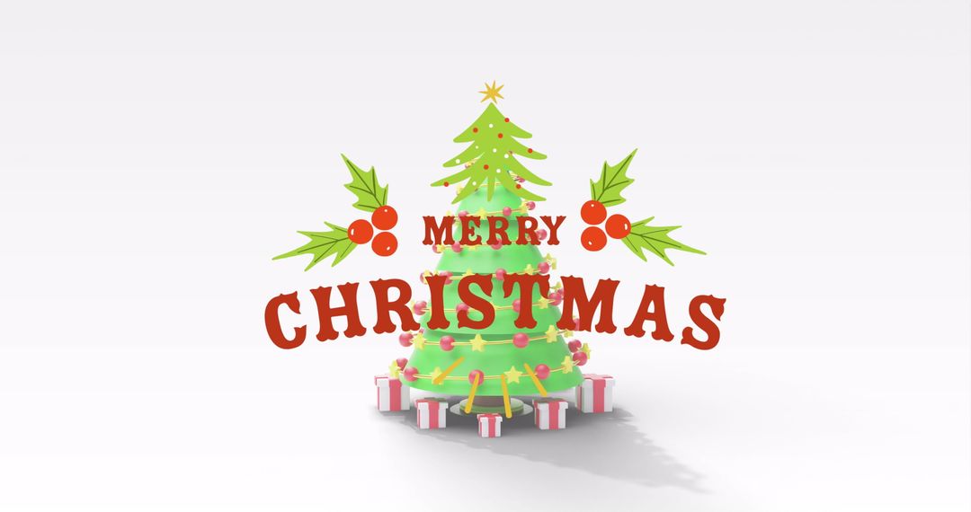 Merry Christmas 3D Festive Greeting with Tree and Gifts