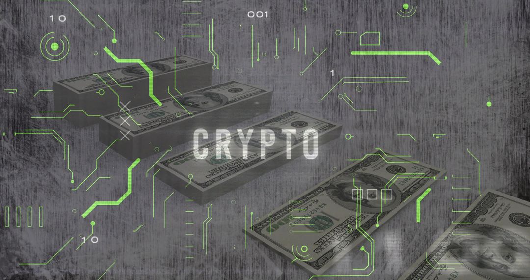 Crypto Innovation in Finance Display with Digital Currency Elements