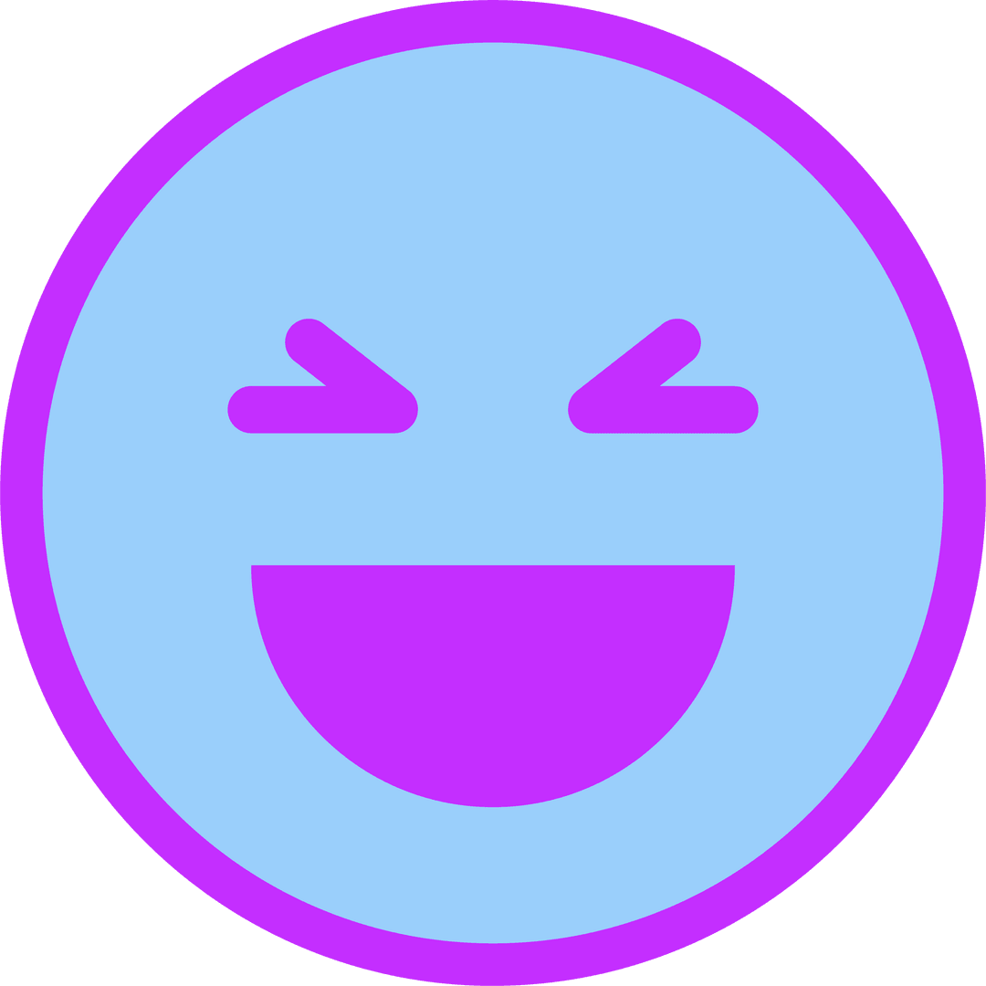 Happy Blue Flat Emoticon with Triangular Eyes on Transparent Background