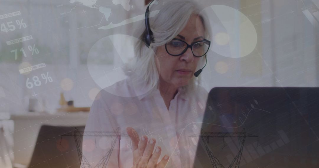 Senior Woman Analyzing Financial Data with Technology