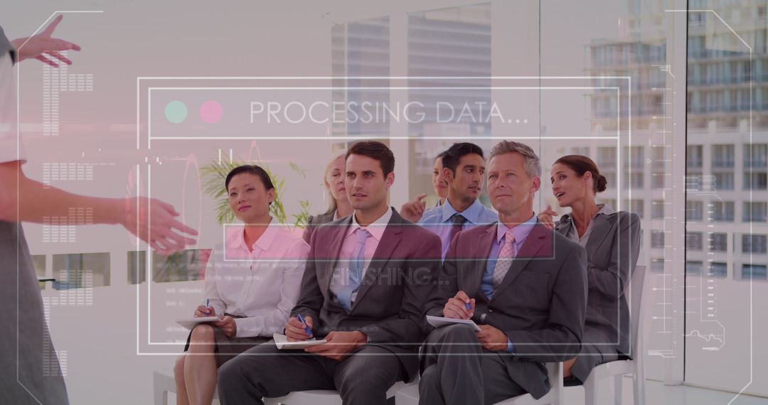 Global Business Team Processing Data in Modern Office Environment