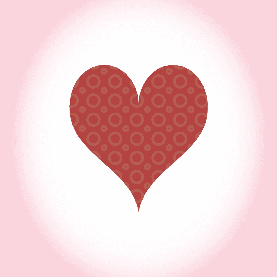 Transparent Red Heart with White Glow and Circular Design
