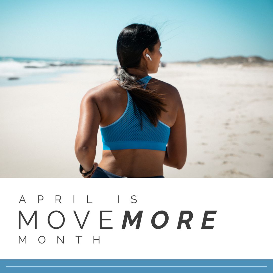 Active Woman Jogging on Beach for Move More Month Promotion