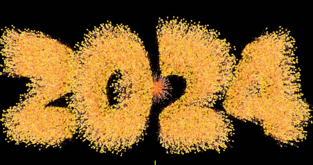Golden 2024 with New Year Fireworks Display