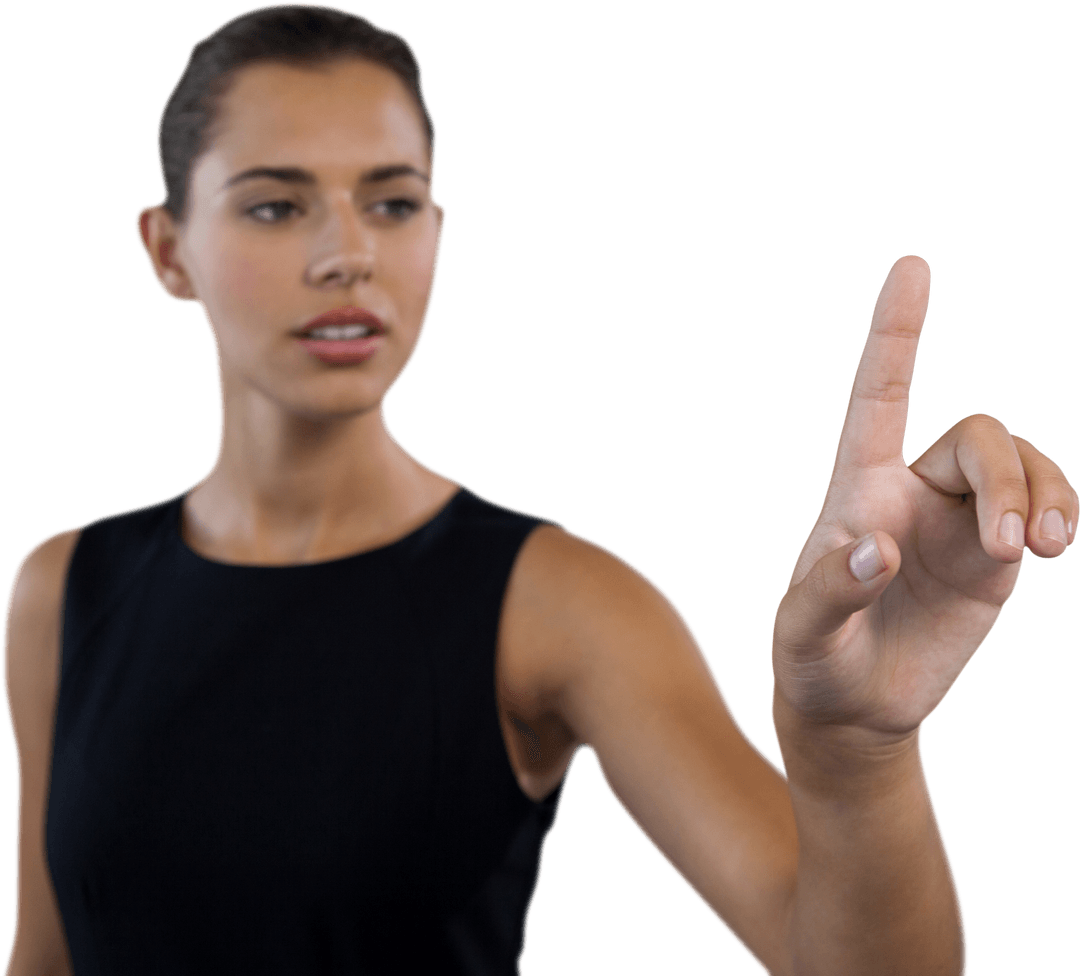 Businesswoman Interacting with Transparent Interface Concept