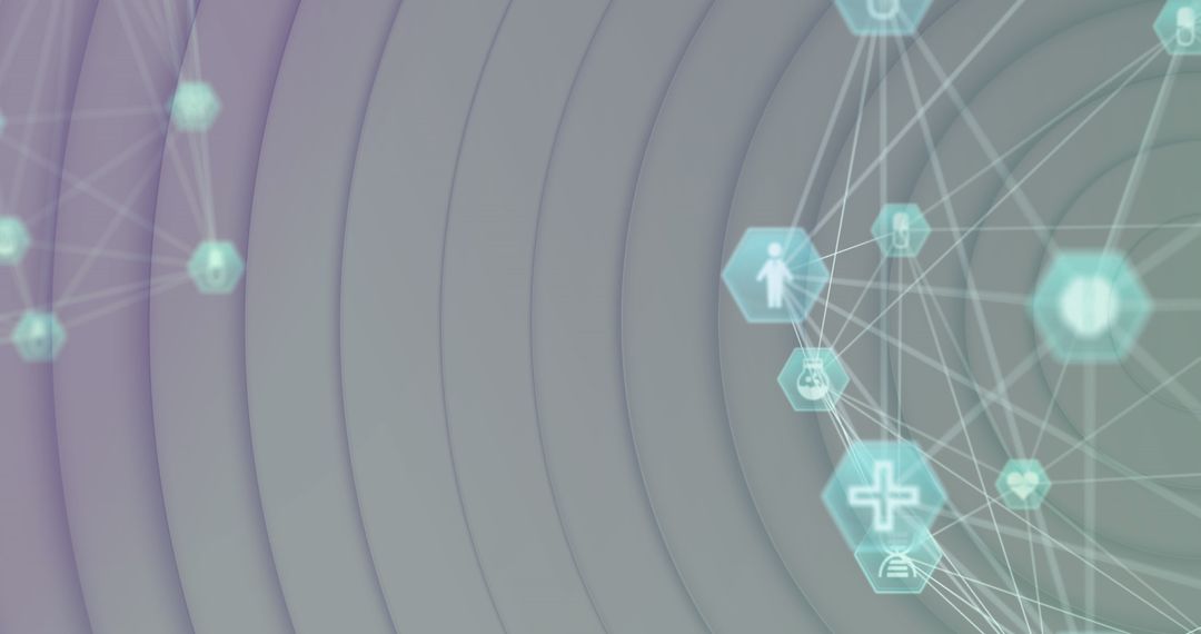 Digital Network Icons on Abstract Circular Background