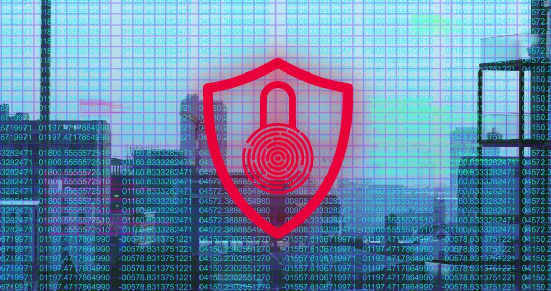 Digital Security Interface Overlaying Modern Cityscape