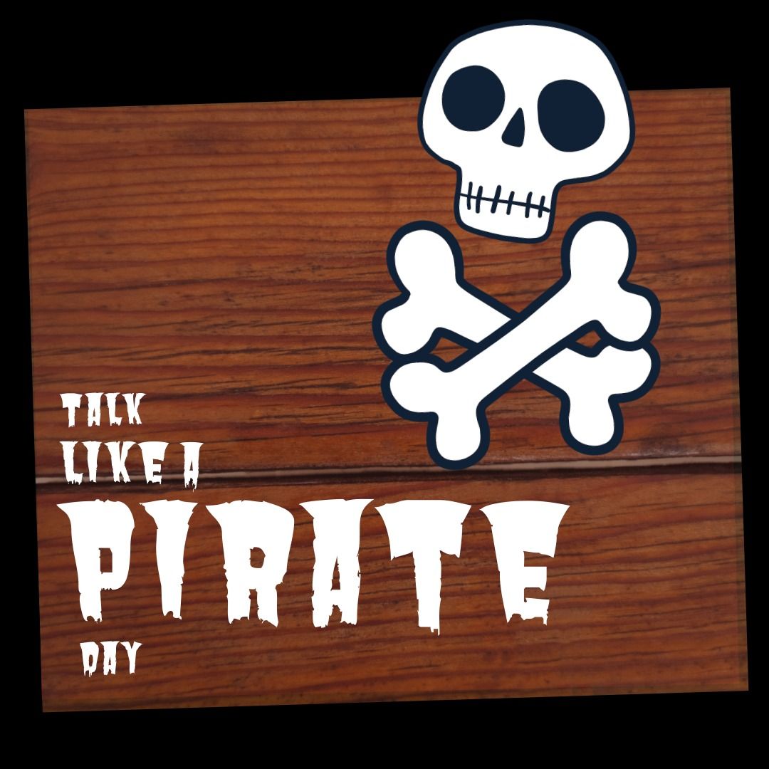 Vector image of skull and crossbones with talk like a pirate day text, copy space - Download Free Stock Templates Pikwizard.com