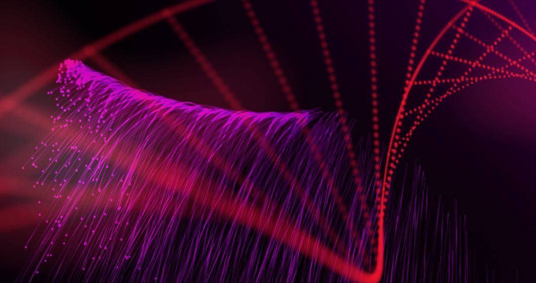 Digital DNA Helix with Glowing Light Trails