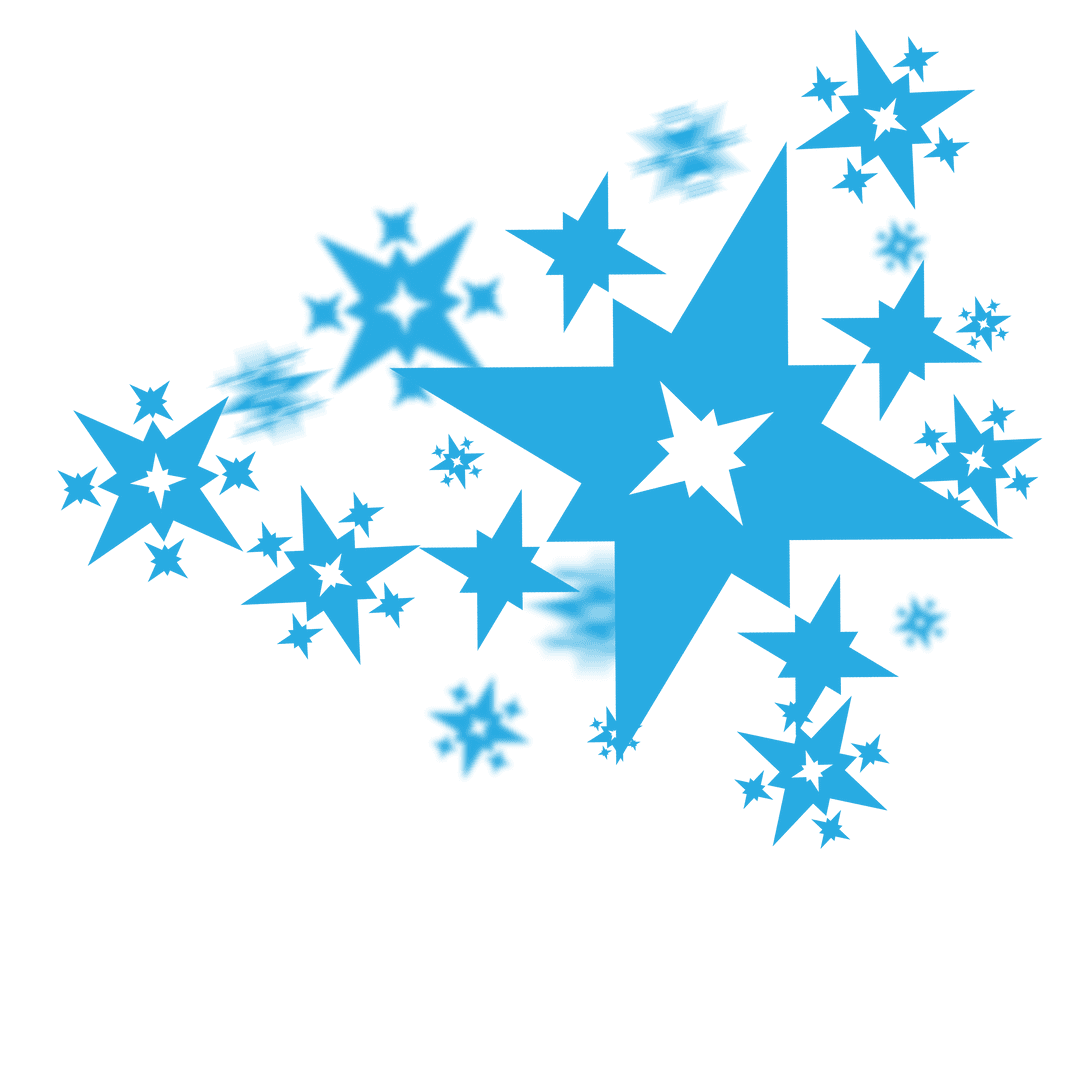 Cluster of Blue Stars on Transparent Background for Designs