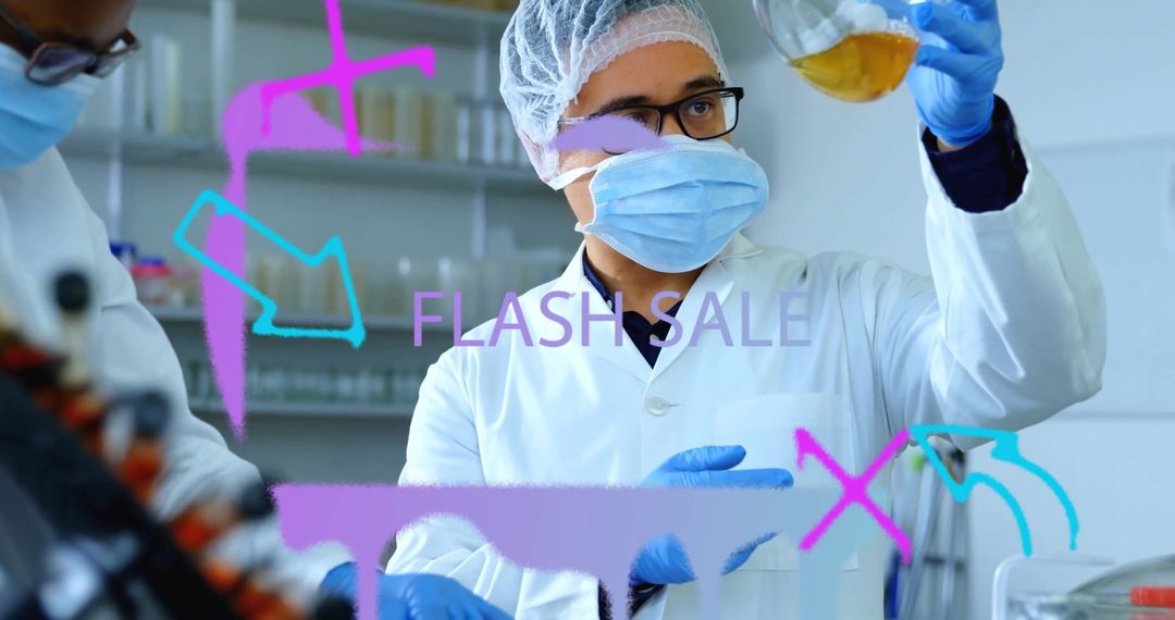 Lab Technician Conducting Experiment with Safety Gear