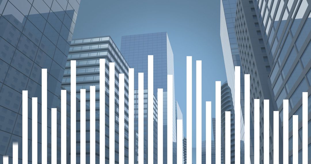 Corporate Skyline with Abstract Digital Graph Overlay