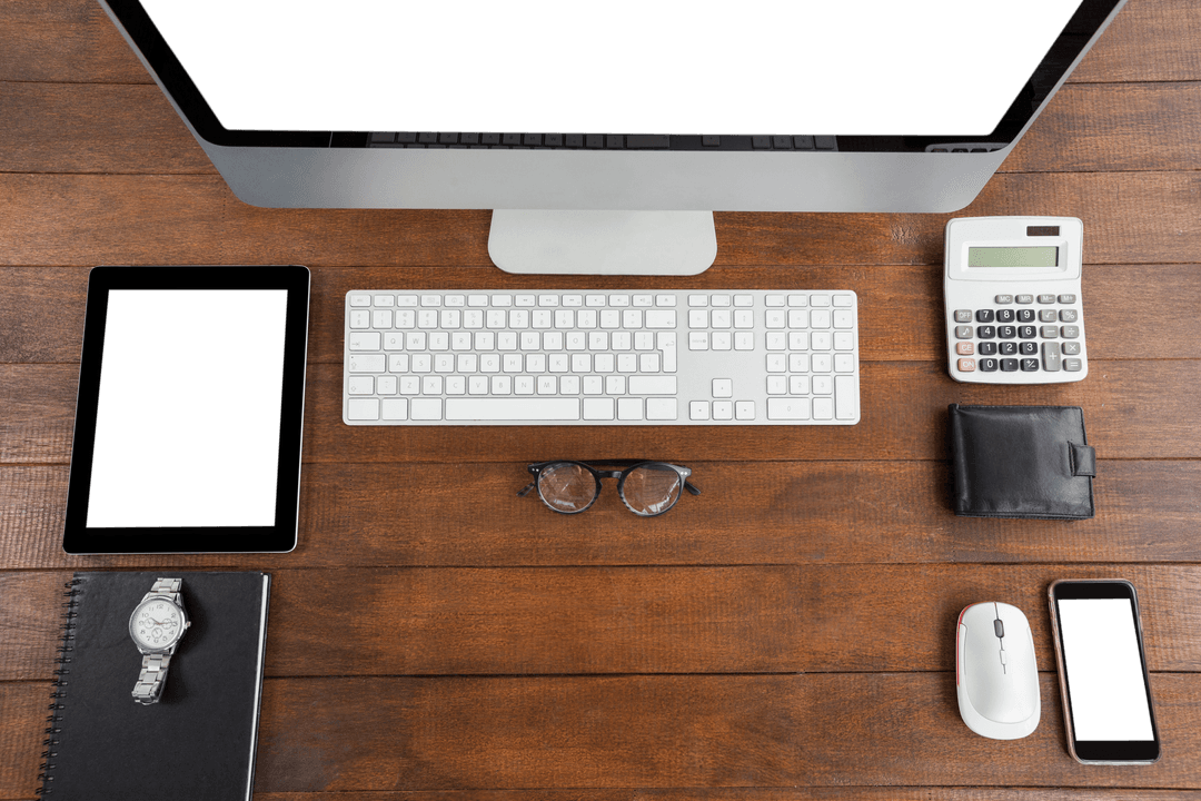 Transparent Desk Organizer with Modern Office Technology