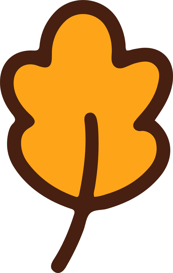 Flat Yellow-Orange Leaf Icon with Transparent Background