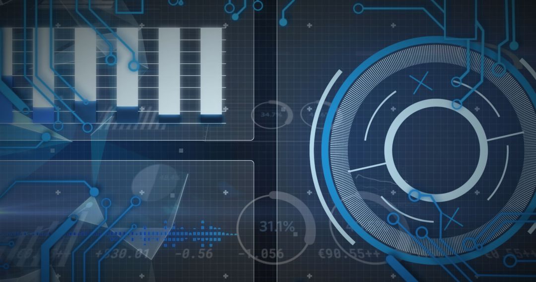 Futuristic Interface with Data Processing Elements