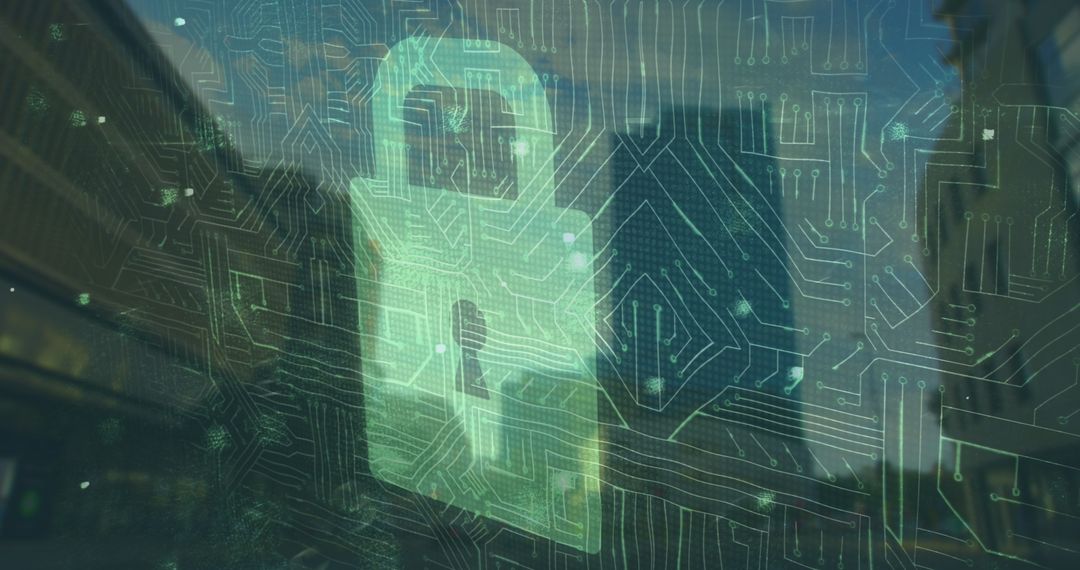 Cybersecurity Data Network Over Urban Skyline