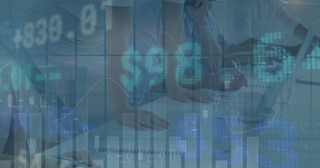 Financial Data Over Businesspeople with Market Graph Indicators