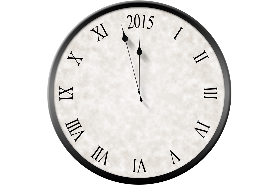 Transparent Clock Showing Near Midnight with Year 2015 - Download Free Stock Images Pikwizard.com