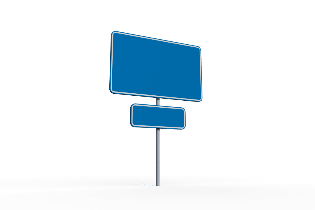 Blank Blue Metal Sign on Transparent Background Isolated