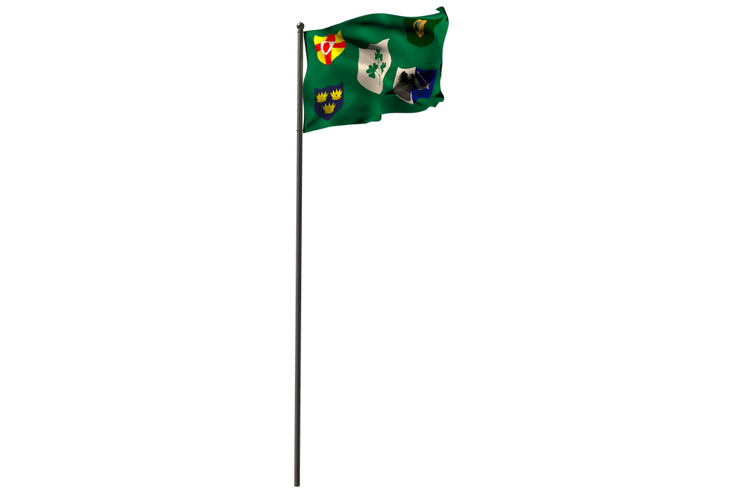 Colorful Green Flags with Symbol Graphics on Transparent Background