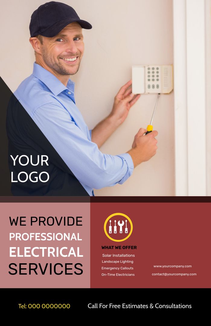 Professional Electrician Installing Security System for Home Safety