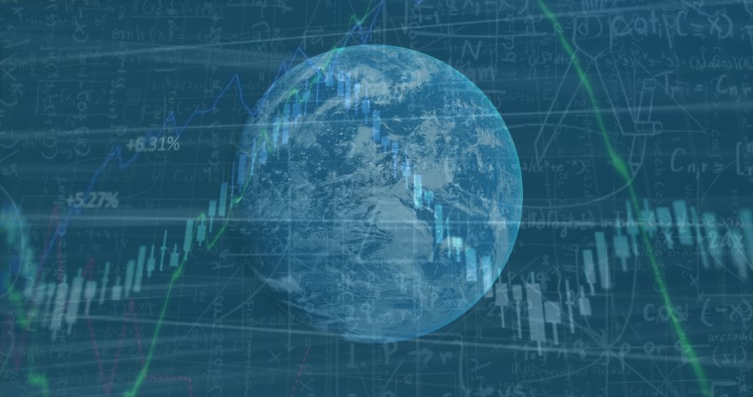 Digital Finance Data Surrounding Spinning Globe