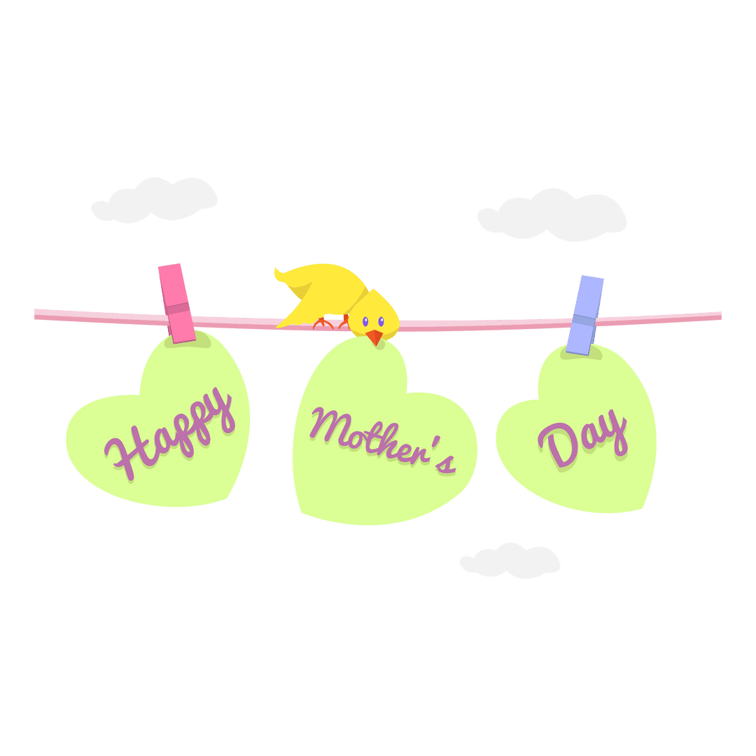 Transparent Mother's Day Greeting with Heart Shapes on Line