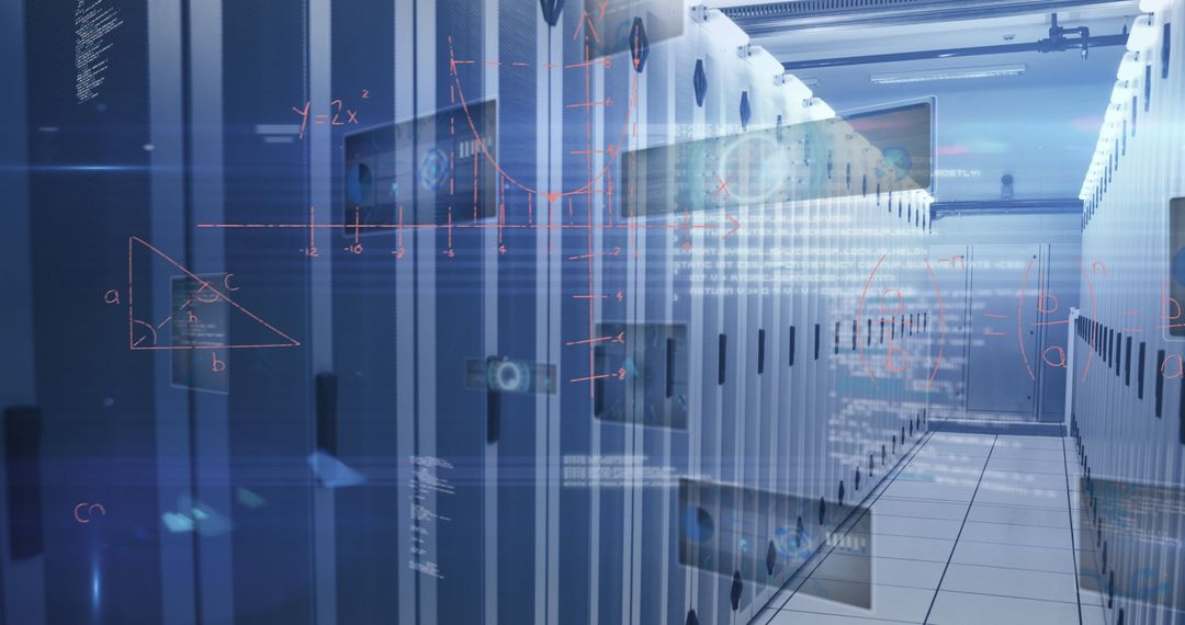 Futuristic Data Visualization in Modern Server Room