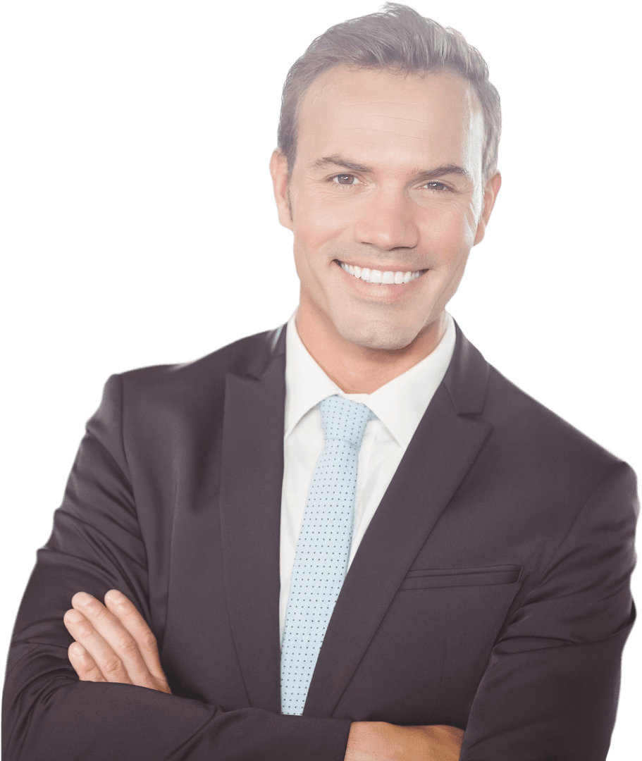 Businessman Smiling with Crossed Arms on Transparent Background